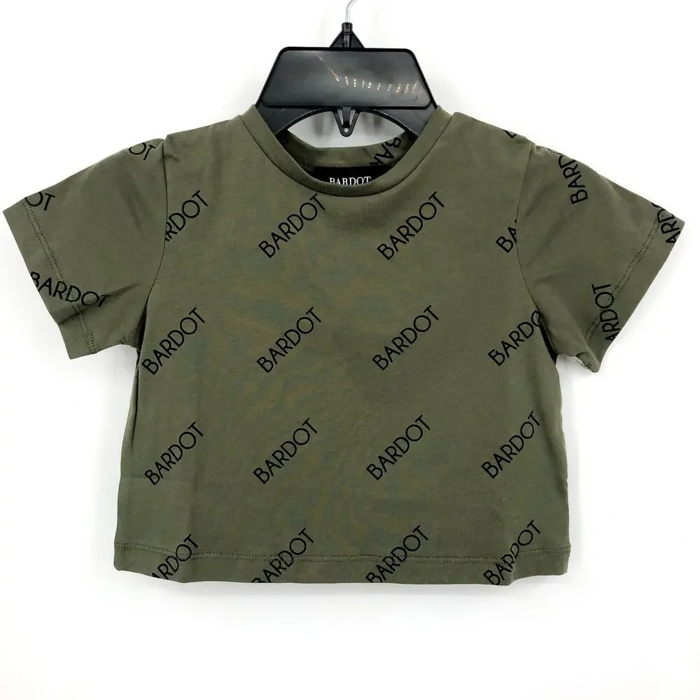 BARDOT JUNIOR Toddler Bardot Tee 4T Khaki Green Short Sleeves NWT